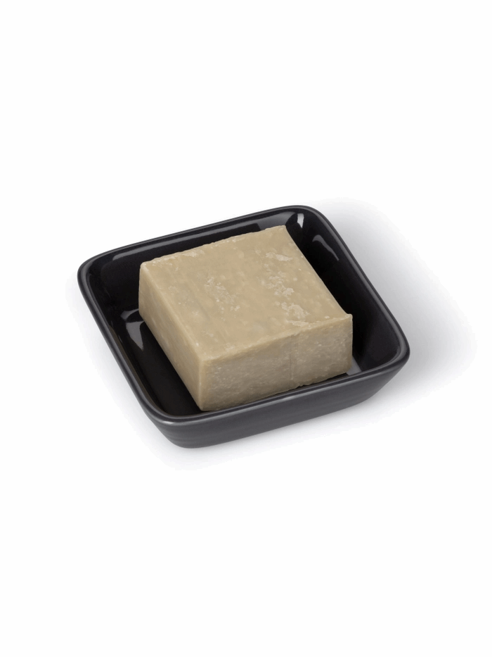 Porcelain Soap Dish in Charcoal black from Chalk UK with fig soap