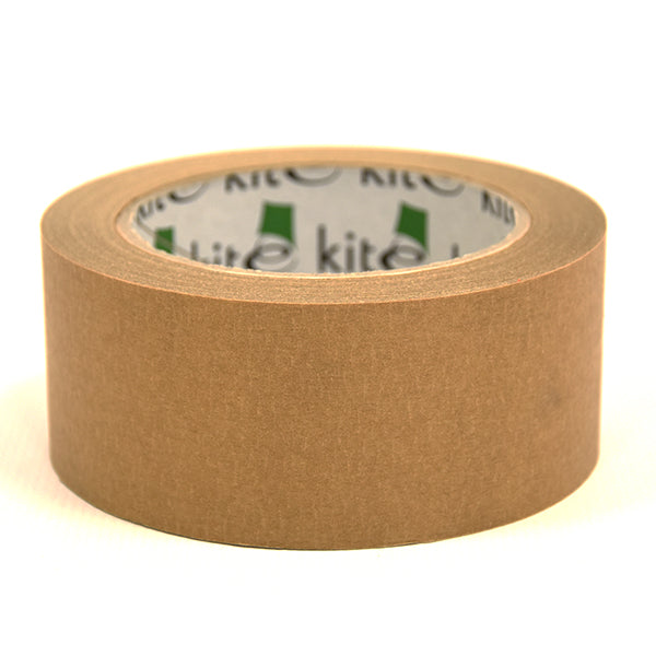 A roll of plain brown kraft paper tape on a table 50mm x 50m (6046636703902)