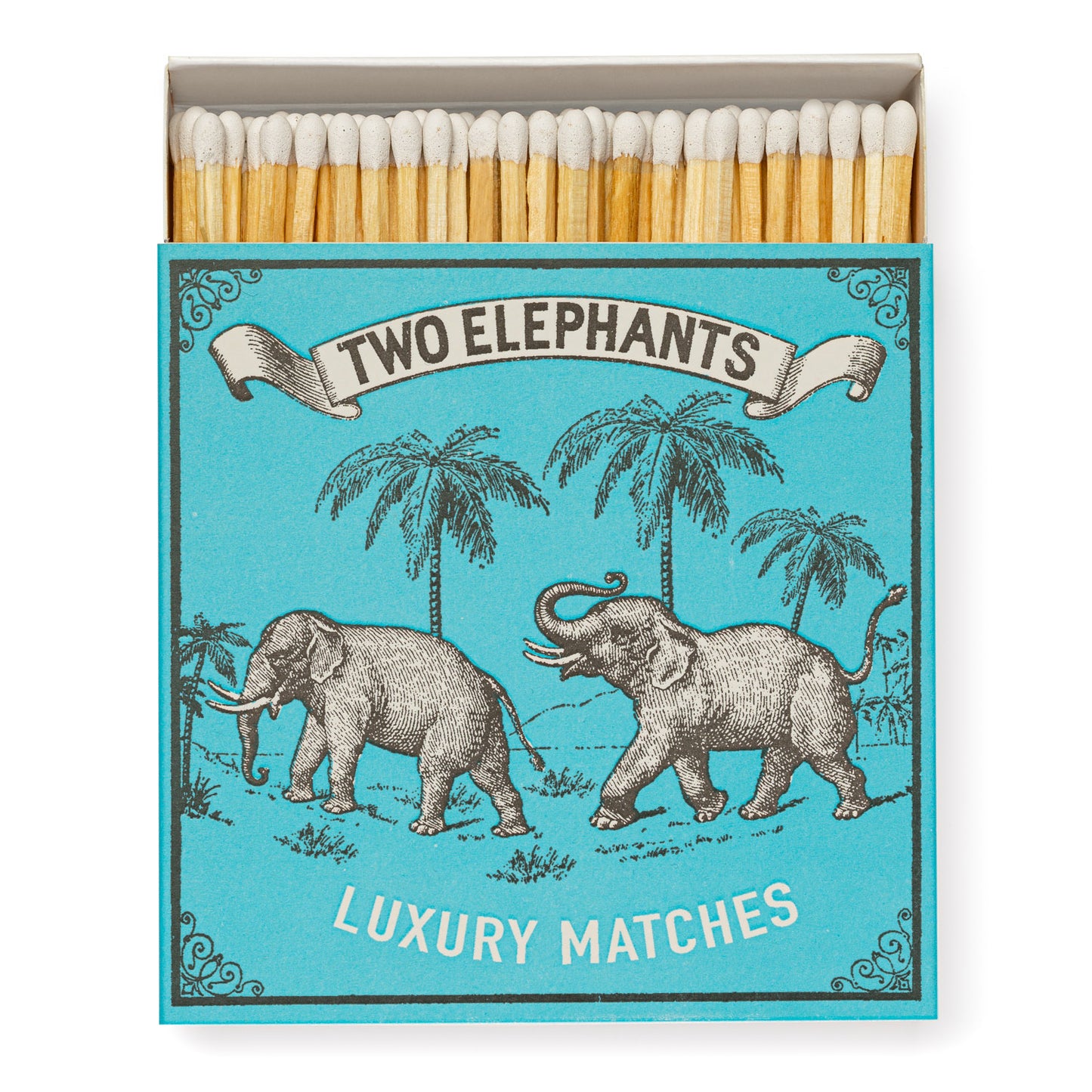 Open box of matches showing the Two Elephants design from Archivist Gallery (7868905586914)